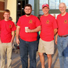 Phi Alpha Theta volunteers at the Racing So They Can Ride event on September 19, gather for a photo prior to the start of the 5k and 10k races. They are (left to right) Dr. Henry Allen, Gideon Ragland, Nicholas Hancock, Robert Briley, and Dr. Stephen Carls.
