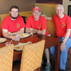 Phi Alpha Theta participants at the Racing So They Can Ride event on September 19, 2015, enjoy food and fellowship together at Panera Bread Company after the races. They are (left to right) Dr. Alice-Catherine Carls, Gideon Ragland, Nicholas Hancock, Robert Briley, and Dr. Stephen Carls.