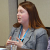Kathryn Mitchell answers a question on January 8, 2016, about her paper on Clarence Sanders and the Need for a New American Grocery during a panel session called U.S. Economic History at the Phi Alpha Theta biennial convention in Orlando, Florida.
