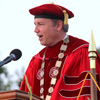 President Samuel W. Dub Oliver congratulates the graduates following the presentation of all diplomas at Union University's commencement services on May 21, 2016.
