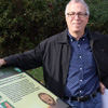Dr. Robert Citino, the 2015 Carls-Schwerdfeger History Lecturer, stands by Sauls Mound, a prehistoric Native American ceremonial site, at Pinson Mounds State Archaeological Park on the morning of October 29, 2015.