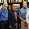 Members of the history department stand with Dr. Robert Citino (second from left) during an afternoon coffee break on October 29, 2015. The Union faculty members are (left to right) Dr. Terry Lindley, Dr. Henry Allen, Dr. David Thomas, and Dr. Stephen Carls.