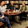 History department members enjoy an afternoon snack with Dr. Sean McMeekin (second from right), the 2016 Carls-Schwerdfeger History Lecturer, on the afternon of October 3, 2016. They are (left to right) Dr. Keith Bates, Dr. Henry Allen, Dr. Terry Lindley, and Dr. David Thomas.