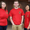 The Delta-Psi chapter officers for 2017-2018 stand together for a photo during the Phi Alpha Theta-sponsored History Spirit Day on March 13, 2017. They are (left to right) Jessica Barton (secretary), Seth Reid (president), and Katherine Cheshire (vice president). Photo by Kristi Woody