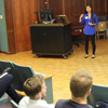 Katherine Cheshire delivers a talk on “A Quantitative Analysis Concerning Race Relations” at the Union University Scholarship Symposium on April 25, 2017.