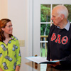 Dr. Stephen Carls gives special recognition to Beth Adams as a graduating history major at the Phi Alpha Theta/History Department Cookout on May 12, 2017.
