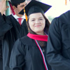 Phi Alpha Theta member Jordan Sellers (center) participates in the processional at Union University's graduation exercises on May 20, 2017. Photo by Gretchen Foels