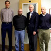 Honorees at an Honors Community-sponsored reception on November 1, 2017, are (left to right) Drs. Phil Davignon, Matthew Henderson, Stephen Carls, and Greg Ryan. Drs. Carls, Henderson, and Ryan were honored for recent or impending scholarly achievements, while Dr. Davignon was recognized for his family's recent birth of a son.