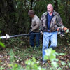 Dr. Kelvin Moore uses a power tree pruner at the History Department/Phi Alpha Theta community service project at Liberty Garden Park & Arboretum on November 7, 2017. Photo by Janelle Vest