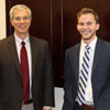 Dr. David Thomas (left) and Phi Alpha Theta member Seth Reid stand together prior to Reid's history honors thesis defense on December 8, 2017. He successfully defended his thesis on C. S. Lewis titled “The Votary of the Blue Flower: A Historical Reflection on Hope in the Life and Thought of C. S. Lewis.”