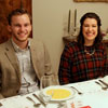 Seth and Kaylee Reid get ready to eat their cream of pumpkin soup with ginger at the History Department/Phi Alpha Theta French Christmas dinner on December 9, 2017.