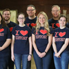 Delta-Psi chapter members celebrate Phi Alpha Theta Spirit Day on March 12, 2018, by wearing history T-shirts. They are: (front row, left to right) Katie Allison, Jessica Barton, Lauren Butler, Ali Renckens, Leah Atkins, Alex Barger, and Megan Ledbetter; (back row, left to right) Dr. Stephen Carls, Seth Reid, Dr. Keith Bates, Dr. Henry Allen, and Luke Sower.