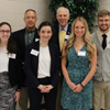 Union University participants at the Arkansas Phi Alpha Theta Regional Conference at the University of Arkansas at Monticello stand together at the start of the event on April 7, 2018. They are (left to right) Lauren Butler, Dr. Henry Allen, Leah Atkins, Dr. Stephen Carls, Ali Renckens, and Luke Sower.