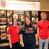 The history department's student representatives at the Campus Life Fair on August 19, 2018, pause for a photo. They are: (left to right) Lauren Butler, president of Union's Delta-Psi chapter of Phi Alpha Theta; Jessica Barton, president of the Rutledge Honorary History Club; and Luke Sower, vice president of the Delta-Psi chapter of Phi Alpha Theta.