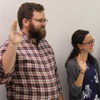 The Union University Phi Alpha Theta inductees take the society's membership oath at the Delta-Psi chapter's fall plenary meeting on September 20, 2018. They are (left to right) Christopher Hearn, Lillie Salazar, Audrey Cagle, Will Choate, and Macon Bullock.