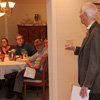 Dr. Stephen Carls talks about the 65-year history (1953-2018) of Union's Delta-Psi chapter of Phi Alpha Theta at the Phi Alpha Theta French Christmas dinner on December 8, 2018. All attendees received a packet of Peeps candy, which is a chapter symbol.