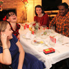 Attendees at the Phi Alpha Theta French Christmas dinner on December 8, 2018, enjoy a lighthearted moment together. They are (left to right) Megan Ledbetter, Lillie Salazar, Audrey Cagle, Trey Hall, and Dr. Keith Bates.