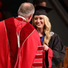 Phi Alpha Theta member Nakota Wood accepts her Union University diploma and congratulations from President Dr. Samuel W. “Dub” Oliver at the undergraduate commencement exercises on December 15, 2018. Wood was awarded a Bachelor of Science degree with a major in business administration.