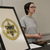 Phi Alpha Theta President Lauren Butler leads the Delta-Psi chapter's business meeting on February 26, 2019. Vice President Luke Sower is on the left. Photo by Sarah Goff