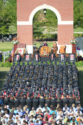 President Dockery challenges the 617 graduates during the 186th annual commencement ceremony on Union's Great Lawn.
