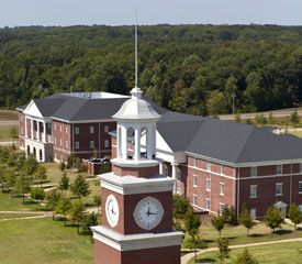 Miller Tower, Jennings Hall and Providence Hall on Union's Great Lawn.