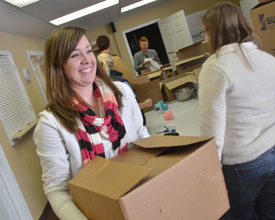 Union junior Rachel Clardy volunteers at Birth Choice as part of Martin Luther King Day Jan. 21. (Photo by Morris Abernathy)
