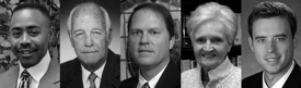 Recipients of alumni awards for 2007 are, from left, Reggie Thomas, Charles Millican, Gary Carter, Heather Olford and Russell Hilton.