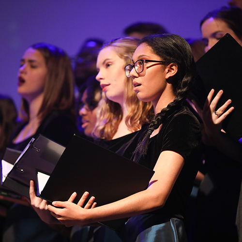 Union’s combined choirs perform during the annual Union Christmas concert in 2018 (Photo by Kristi Woody).