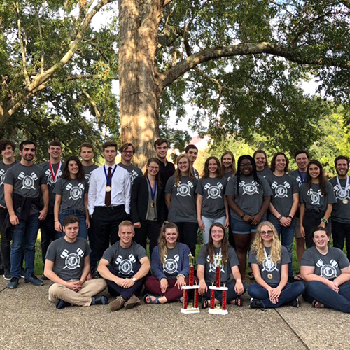 The Union University debate team poses together at a tournament earlier this year. (Photo courtesy of Rebekah Whitaker)