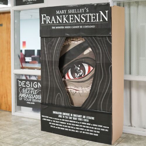 Art students created posters for the Southeastern Conference on Christianity and Literature focused on 'Frankenstein.' (Photo by Kristi Woody)