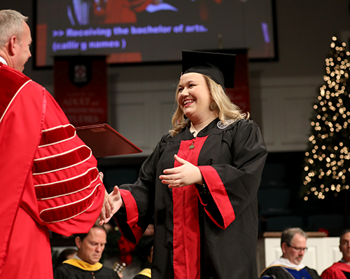 Sallie Norman graduated with a music education degree from Union University Dec. 14 at West Jackson Baptist Church. (Photo by Kristi Woody)