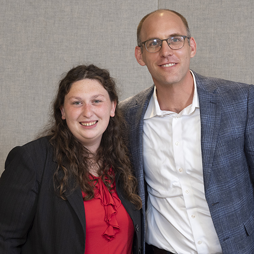Josie Carrier, senior sociology and math double major, poses with one of her University of Pennsylvania internship faculty mentors, Dr. Evan Anderson (Photo courtesy of Josie Carrier).