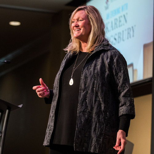 Bestselling author Karen Kingsbury speaks at “An Evening with Karen Kingsbury” April 16 at the Carl Grant Events Center. (Photo by Kristi Woody)