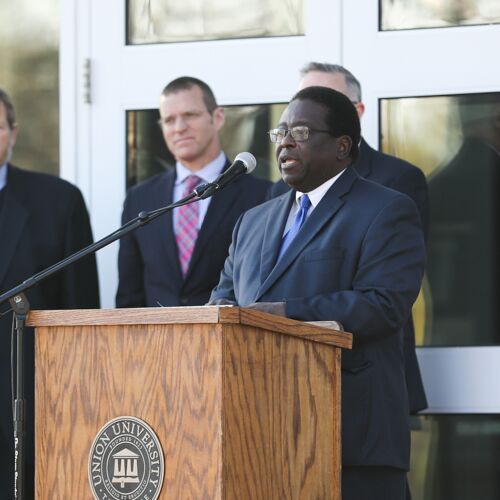 Frank Anderson, director of Union’s Center for Racial Reconciliation, speaks at an event marking the 50th anniversary of the assassination of Martin Luther King Jr. (Photo by Kristi Woody)