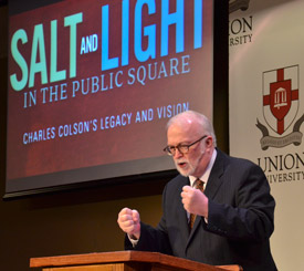 Timothy George, dean of the Beeson Divinity School, speaks at the Salt and Light Conference. (Photo by Morris Abernathy)