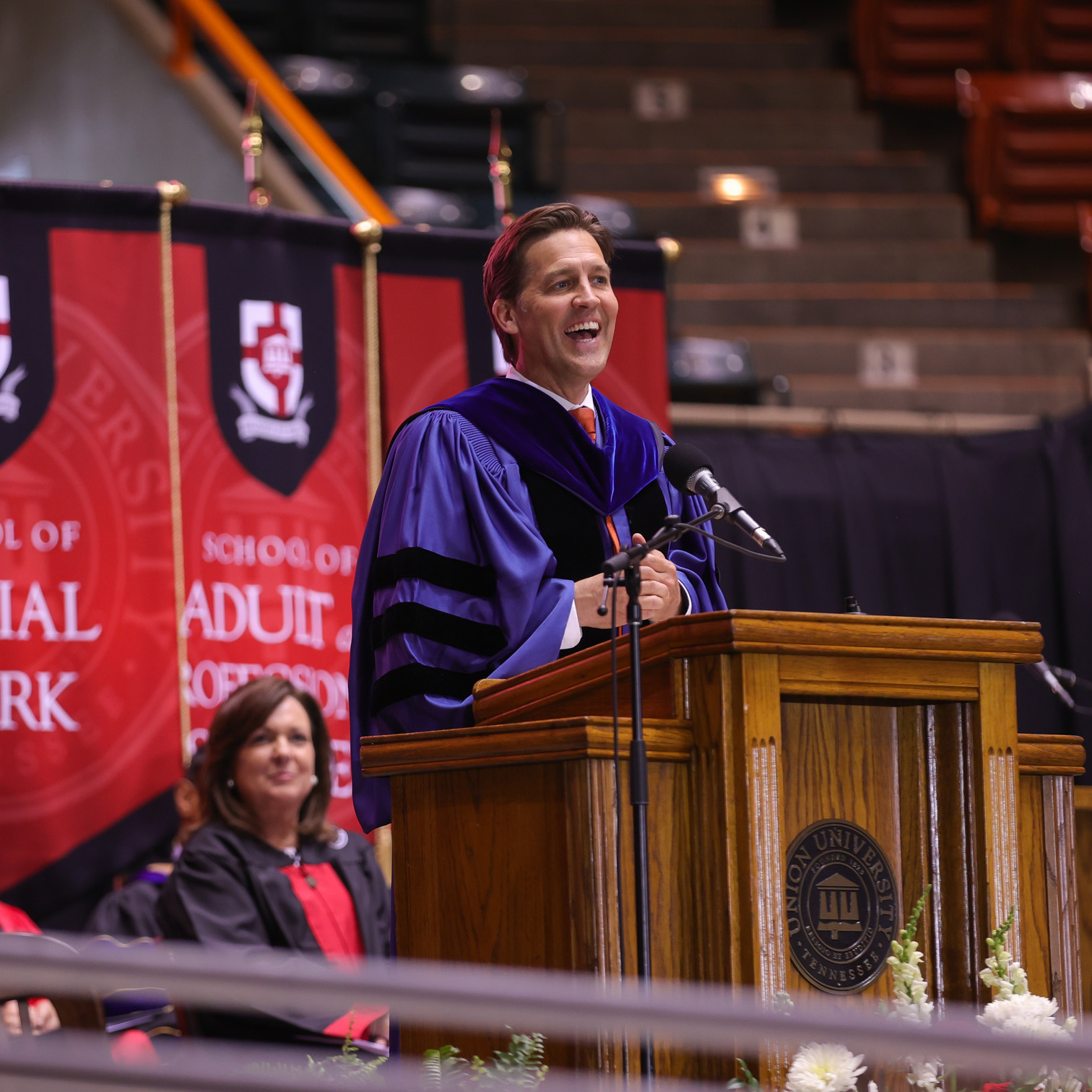 Senator Ben Sasse of Nebraska delivers Union's commencement address during Spring 2022 graduation services. (Photo by Suzanne Rhodes) 