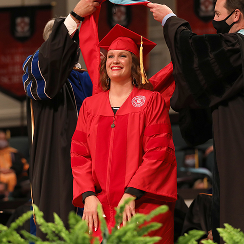 Kasey Warren graduated with a Doctor of Education degree at Union’s summer commencement ceremony July 25. (Photo by Kristi Woody)