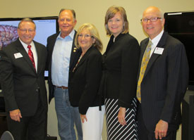 Pictured from left are Larry Vaughan, Union's assistant vice president for advancement; David Black, founder and CEO of Aegis Sciences Corp.; Congressman Diane Black; Carla Sanderson, Union's provost; and Charles Lea, executive director of Union University Hendersonville. Aegis recently donated funds to improve Union's science laboratory in Hendersonville.