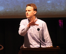 Englewood Baptist Church pastor Ben Mandrell speaks to Union students during a recent chapel service. (Photo by Morris Abernathy)