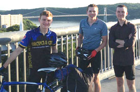 Will Burke, Peter Riggs and Josh Bullis early in their 2,600-mile bike trip. 