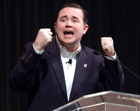 Union University campus minister Todd Brady speaks in chapel March 4. (Photo by Morris Abernathy)