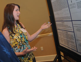 Union senior Jill Frank presents some of her research at last year's Scholarship Symposium. Frank is a member of Union's Student Member chapter of the American Chemical Society. (Photo by Morris Abernathy)