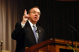 Union University president David S. Dockery speaks during the first chapel service of the spring semester. (Photo by Morris Abernathy)