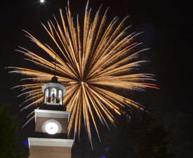 Fireworks on the Great Lawn at last year's Homecoming. (Photo by Morris Abernathy)