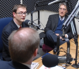 Robert P. George (right) and Gregory A. Thornbury (left) talk to Doug Baker of the Baptist State Convention of North Carolina for an edition of Insight Podcast. 