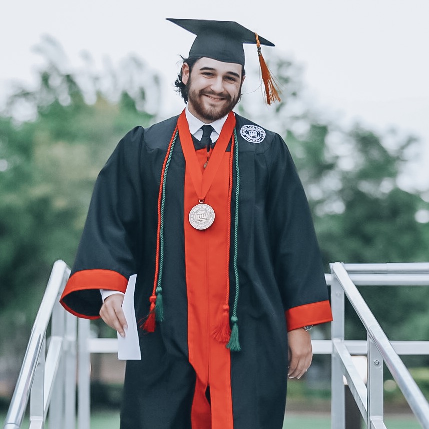 Thomas Lunsford was awarded the Tigrett Medal at spring commencement May 18. (Photo by Kristi Woody)