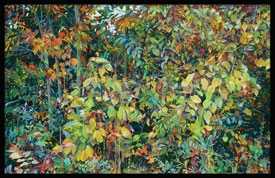 "Thicket Yellow" by Edward Kellogg is one of several oil paintings that are on display in his exhibit in the Union art gallery through Nov. 13.