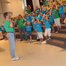 Chris Mathews leads a large group session during Union's first Children's Summer Music Camp. (Photo by Morris Abernathy)