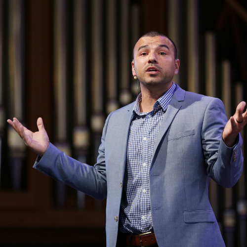 Noe Garcia, pastor at North Phoenix Baptist Church in Phoenix, Arizona, speaks at the first Faith in Practice chapel Oct. 19.
