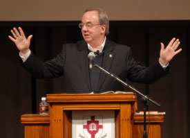 Union University President David S. Dockery addresses the Union community Nov. 17 about his "One Gospel" vision. (Photo by Morris Abernathy)